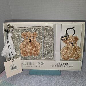 Rachel Zoe Beaded Coin Purse & Keychain Charm - Teddy Bear